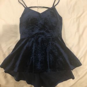 Velvet Cobalt Blue  Peplum Tank Top